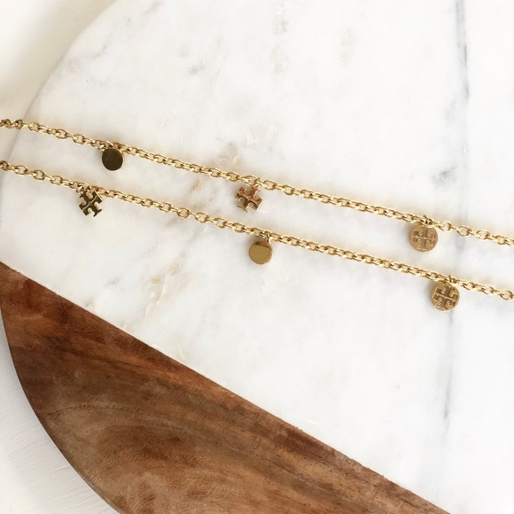 Tory Burch Jewelry - Tory Burch Gold Logo Charm Rosary Necklace